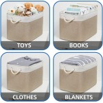 Temary Fabric Storage Baskets 2 Pack Decorative Storage Bins Basket for Gifts Empty Shelf Baskets with Handles for Organizing Home Closet Towels Toys White&Khaki,16Lx12Wx12H Inches