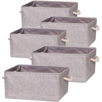 TENABORT 5 Pack Large Storage Basket Bin Foldable Storage Cube Box Canvas Fabric Collapsible Organizer with Handles for Closet Home Office Clothes Shelf Grey