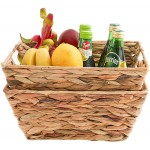 Water Hyacinth Storage Baskets Natural Handwoven Stackable Organizer Wicker Basket Bin With Handles for Cabinets,Cupboards,Shelves Hold Vegetable,Towels Books Snacks Bottles 2 Pack 12x9x6 Natural Tan