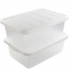 Wekiog Versatile Storage Organizer Plastic Bins with Lids White 2 Packs 14 Quart.