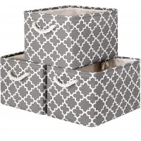 WISELIFE Storage Basket [3-Pack] Large Collapsible Storage Bins Boxes Cubes for Clothes Toys Books Perfect Storage Organizer w Handles Grey,15" x 11" x 9.5"