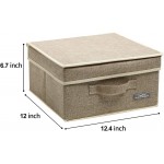 YueYue Small 4 Pack Fabric Stroage Box with Lids Linen Foldable Stroage Box with lids 4 Color Set 12.4in 12in 6.7in