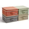 YueYue Small 4 Pack Fabric Stroage Box with Lids Linen Foldable Stroage Box with lids 4 Color Set 12.4in 12in 6.7in