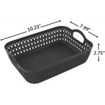 Zerdyne 6-Pack Gray Small Plastic Storage Baskets Tray with Handle
