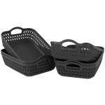 Zerdyne 6-Pack Gray Small Plastic Storage Baskets Tray with Handle
