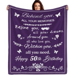 AOOCHUSS 50th Birthday Blanket 50 Year Old Blankets Throws for Women Men Turning 50 Birthday Gifts Ideas 1972 50th Birthday Decorations 50X60 Inch