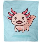 Axolotl Blanket,Plush and Warm Home Soft Cozy Portable Fuzzy Throw Blankets for Couch Bed Sofa,Cute Axolotl Ambystoma Mexicanum in Front of A Light Blue,40"x50"