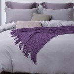 BEDELITE Knit Throw Blanket for Couch Super Soft & Cozy Lightweight Blanket for Sofa Bed and Living Room Decorative Farmhouse Woven Blanket with Tassel for Spring and SummerPurple 50 x 60 inches