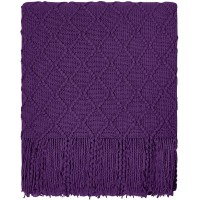 BEDELITE Knit Throw Blanket for Couch Super Soft & Cozy Lightweight Blanket for Sofa Bed and Living Room Decorative Farmhouse Woven Blanket with Tassel for Spring and SummerPurple 50 x 60 inches
