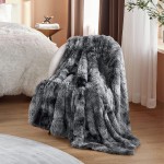 Bedsure Faux Fur Blankets Twin Size Grey Tie-dye Fuzzy Fluffy Super Soft Furry Plush Decorative Comfy Shag Thick Sherpa Shaggy Twin Blankets for Bed Sofa Couch 60x80 inches