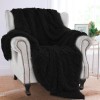 BENRON Plush Throw Blankets Super Soft Shaggy Fuzzy Sherpa Blankets Cozy Warm Lightweight Fluffy Faux Fur Blankets for Bed Couch Sofa Photo Props Home Decor Washable 50"x60" Black