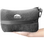 BlueHills Travel Blanket Pillow in Mini Soft Case Premium Plush Airplane Blanket Soft Bag Compact Pack with Luggage Belt and Backpack Clip Grey Gray M01