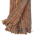 DECOMALL Decorative Throw Blanket with Fringe Soft Striped Multi Color Throws for Couch Sofa Armchair Bed 50”x 60” Multi