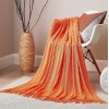 Dream Sunset Knit Throw Blanket 50 x 60 Inch for Couch Sofa Chair and Bed. Super Soft and Lightweight for Spring Summer. Original Pattern with Tassel Fringes. Sunrise Orange
