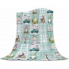 Easter Rabbits Blanket Super Soft Flannel Fleece Easter Element Cute Gnome Rabbits Tail Tree Colorful Eggs Teal Truck Aqua Plaid Throw Blanket Cozy Fuzzy Plush Bed Blankets for Couch Sofa 40x50inch
