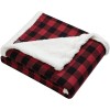 Eddie Bauer Plush Sherpa Fleece Throw Soft & Cozy Reversible Blanket Ideal for Travel Camping & Home Cabin Plaid Red