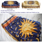 Erke Moon and Sun Throw Blanket Featuring Decorative Tassels Double Sided Cotton Woven Couch Bed Hippie Throws Cover 50" X 70" Yellow Blue