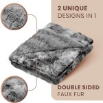 Everlasting Comfort Luxury Faux Fur Throw Blanket Soft Fluffy Warm Cozy Minky Comfy Plush Gray
