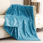 Exclusivo Mezcla Soft Throw Blanket Large Fuzzy Fleece Blanket Decorative Geometry Pattern Plush Throw Blanket for Couch Sofa Bed 50x60 Inches Slate Blue