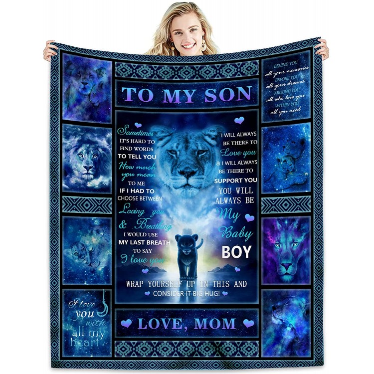 Hcoviv to My Son Letter Printed Blanket Ultra-Soft Micro Fleece Throw Blankets from Mom Dad Birthday Valentine’s Day Gifts for Son Fuzzy Soft Blanket for Couch Sofa 60" x 50"