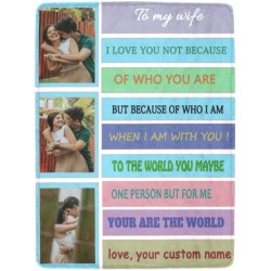 HUGLAZY Customized Blankets Personalized Throw Blanket with Photos Birthday Weeding Throw Gifts for Wife Custom Flannel Throw Blankets for Valentines Mothers Day Made in USA 40"x50"