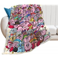Kirby Throw Blanket Fuzzy Soft Micro Fleece Ultra Fuzzy Blanket for Couch Bed Living Room M 50"x40" Warm&Lightweight
