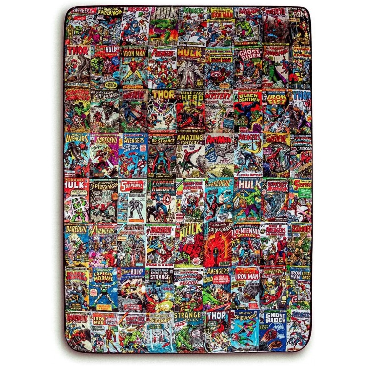 Marvel Comics Oversized Fleece Throw Blanket with Spider-Man Captain America Black Panther More | Superhero Geeky Home Decor | Soft and Cozy Sherpa Blanket | 54 x 72 Inches