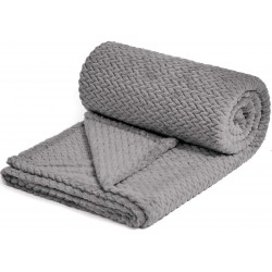 NEWCOSPLAY Super Soft Throw Blanket Premium Silky Flannel Fleece Leaves Pattern Lightweight Blanket All Season Use Grey Throw50"x60"