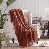 NexHome Throw Blankets for Couch Rust Decorative Knit Blanket with Tassel Fringe Soft Lightweight Zigzag Textured Boho Throws 50"x60" Rust Brown
