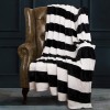 NTBAY Flannel Throw Blanket Super Soft with Black and White Stripe 51"x 68"