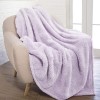 PAVILIA Fluffy Sherpa Throw Blanket for Couch Sofa | Plush Shaggy Fleece Blanket | Soft Fuzzy Cozy Warm Microfiber Throw Solid Blanket Lavender Light Purple 50x60
