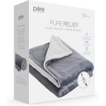 Pure Enrichment® PureRelief™ Plush Heated Throw 50” x 60” 4 InstaHeat™ Settings Soft Micromink & Sherpa Fabric Machine Washable with Storage Bag Cozy Electric Blanket for Couch or Bed Use