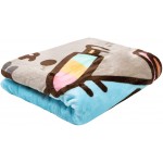 Pusheen The Cat Character Eating Candy Treats Dream Throw Blanket Blue