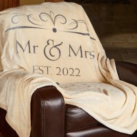 Soft Sentiments Outrageously Soft Reversible Velvet Ultra Plush Throw 50 x 60 Inch Mr & Mrs 2022