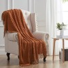 SunStyle Home Rust Throw Blanket for Couch 50 x 60 inches Decorative Knitted Summer Blankets with Tassels Soft Lightweight Woven Textured Solid Farmhouse Throw for All Seasons