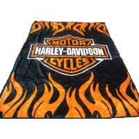 Super Soft Plush Classic Black Harley Davidson Blanket Throw Full or Queen Size %100