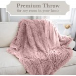 The Connecticut Home Company Soft Fluffy Warm Shag and Sherpa Throw Blanket Luxury Thick Fuzzy Blankets for Home and Bedroom Décor Comfy Washable Accent Throws for Sofa Beds Couch 65x50 Dusty Rose