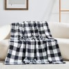 Touchat Fleece Throw Blanket Buffalo Plaid Flannel Throw Blanket for Couch Sofa Bed 50'' x 70'' Super Soft Warm Fuzzy Plush Blankets Decor Lightweight Cozy Travel Camping Blanket Black & White