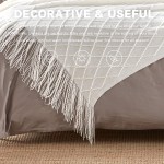 TOUCHAT Knitted Throw Blankets for Couch Sofa and Bed Lightweight Soft Knit Blanket with Tassel Decorative Cozy Farmhouse Throw Blankets for Women and Man 50"x60" Cream White-D