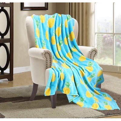 Valerian Luxury Velvet Super Soft Light Weight Blanket Prints Fleece Year Round Home Decor Fuzzy Warm and Cozy Throws Couch and Gift 50 x 60 inch Pineapple