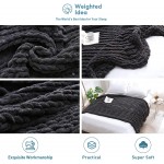 Weighted Idea Chunky Knit Blanket Throw 48''X 72'' -100% Handmade Chenille Yarn Cable Knitted Blanket Super Warm Soft Cozy for Sofa Couch Bed Home Decor Dark Grey,Twin Size
