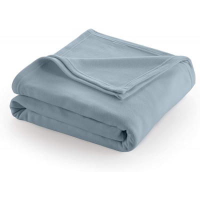 WestPoint Home Fleece Easy Care Machine Washable Blanket Light Blue Queen
