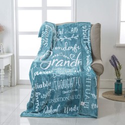 Wonderful Grandma Throw Blanket | Best Grandma Gifts | Wrap Your Grandmother with Love and Inspirational Words | Comfort Grandma Blanket Birthday Gifts for Grandma Teal Flannel
