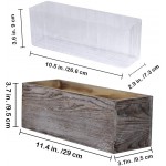 1 Pcs Wood Planter Box Rectangle Whitewashed Wooden Rectangular Planter with Inner Plastic Box 11.5" L x 3.75" W x 3.75" H Floral Natural Centerpieces Rustic Wedding Decoration