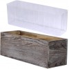 1 Pcs Wood Planter Box Rectangle Whitewashed Wooden Rectangular Planter with Inner Plastic Box 11.5" L x 3.75" W x 3.75" H Floral Natural Centerpieces Rustic Wedding Decoration