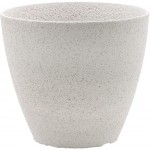 2-Pack 15-in. Round Faux Stone Resin Garden Potted Planter Flower Pot Indoor Outdoor White