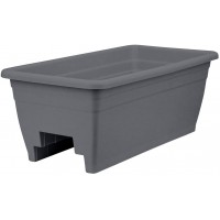 24" Plastic Deck Rail Planter The HC Companies 12"x24"x9" for Outdoor Railings Measuring 4" or 6" Wide in Warm Gray Color