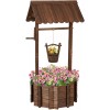 Amerlife Wooden Wishing Well with Height Adjustable Hanging Bucket Wishing Well Planter with 4 Reinforced Rod Outdoor Home Decor Flower Planter for Front Yard Ornaments 53.2x25.6x25.6 Inch