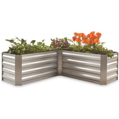 CASTLECREEK Planter Box Raised Garden Bed Galvanized Steel L-Shaped for Outdoor Backyard Gardening Herb Vegetable Garden Flowers