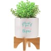 Cheersville Modern Mini Ceramic Planter Kit Includes Ceramic Planter Bamboo Stand Appreciate